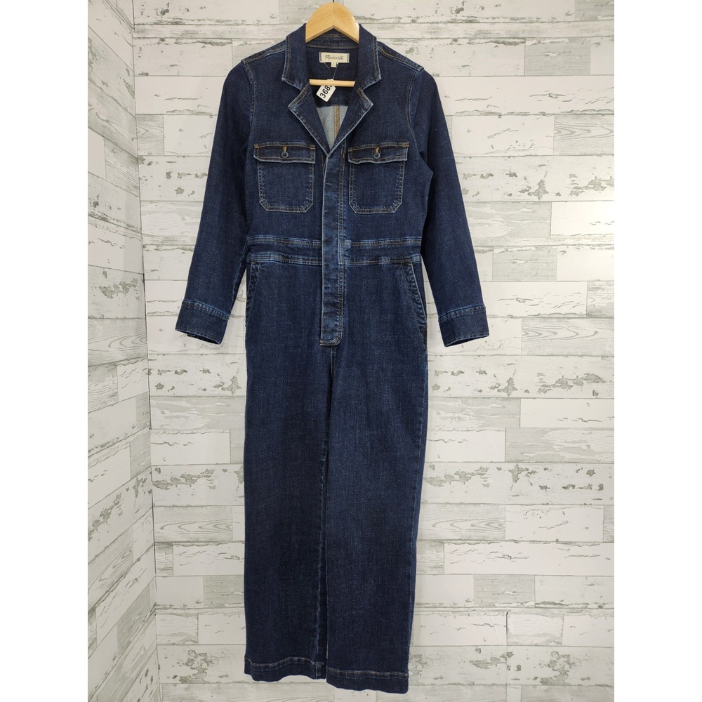 Madewell Denim Slim Coverall Jumpsuit Stretch Dark Blue Women 6